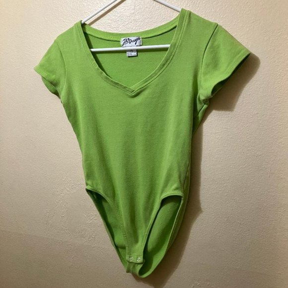 Vintage J.X.P. Designs Women's Light Green Short Sleeve Bodysuit Size Medium - Picture 1 of 7
